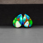 Peacock Dahlia composite pair 17x12x3mm 12ct pear cabochon - photo 4