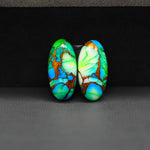 Peacock Dahlia composite pair 19x9x3mm 12ct oval cabochon - photo 4
