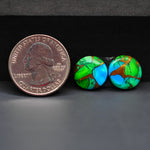 Peacock Dahlia composite pair 13x13x3mm 12ct round cabochon - photo 1