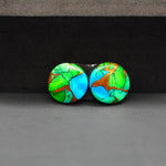 Peacock Dahlia composite pair 13x13x3mm 12ct round cabochon - photo 2