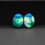 Peacock Dahlia composite pair 16x12x3mm 12ct oval cabochon - photo 2