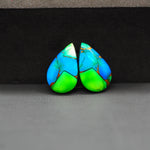 Peacock Dahlia composite pair 18x11x3mm 11ct pear cabochon - photo 4