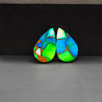 Peacock Dahlia composite pair 18x11x3mm 11ct pear cabochon - photo 3