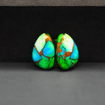 Peacock Dahlia composite pair 13x11x3mm 10.5ct freeform cabochon - photo 4