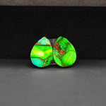 Peacock Dahlia composite pair 15x10x3mm 10ct pear cabochon - photo 3