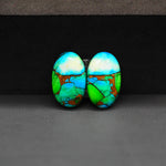 Peacock Dahlia composite pair 16x11x3mm 13ct oval cabochon - photo 4