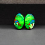 Peacock Dahlia composite pair 18x12x3mm 14ct oval cabochon - photo 4