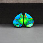 Peacock Dahlia composite pair 18x12x3mm 12.5ct pear cabochon - photo 4