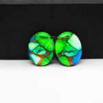 Peacock Dahlia composite pair 16x12x3mm 12.5ct oval cabochon - photo 2
