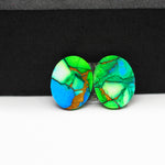 Peacock Dahlia composite pair 16x12x3mm 12.5ct oval cabochon - photo 3