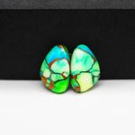 Peacock Dahlia composite pair 14x11x3mm 12.5ct freeform cabochon - photo 2