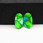 Peacock Dahlia composite pair 18x11x3mm 12ct oval cabochon - photo 3