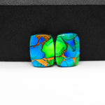 Peacock Dahlia composite pair 16x12x3mm 13.5ct cushion cabochon - photo 4