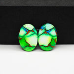 Peacock Dahlia composite pair 18x13x3mm 13.5ct oval cabochon - photo 4