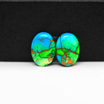 Peacock Dahlia composite pair 15x11x3mm 9ct oval cabochon - photo 4