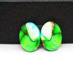 Peacock Dahlia composite pair 18x13x3mm 15ct oval cabochon - photo 4