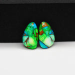 Peacock Dahlia composite pair 17x11x3mm 11.5ct freeform cabochon - photo 4
