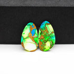 Peacock Dahlia composite pair 19x12x3mm 11.5ct freeform cabochon - photo 3