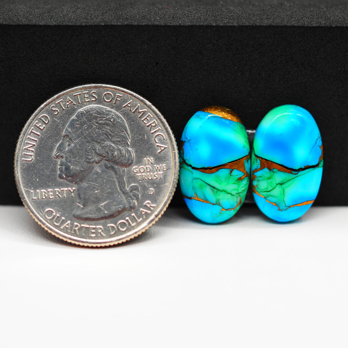 Peacock Dahlia composite pair 17x11x3mm 13ct oval cabochon - photo 1