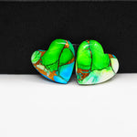 Peacock Dahlia composite pair 16x16x3mm 13.5ct heart cabochon - photo 4