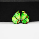 Peacock Dahlia composite pair 18x11x3mm 11ct pear cabochon - photo 4