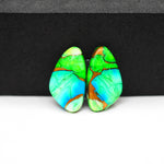 Peacock Dahlia composite pair 20x11x3mm 13.5ct freeform cabochon - photo 4