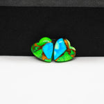 Peacock Dahlia composite pair 13x12x3mm 8.5ct heart cabochon - photo 4