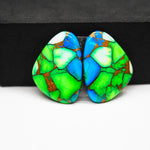 Peacock Dahlia composite pair 29x21x3mm 36ct freeform cabochon - photo 4