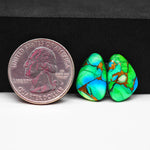 Peacock Dahlia composite pair 17x11x3mm 11ct freeform cabochon - photo 1