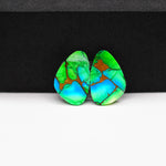 Peacock Dahlia composite pair 17x11x3mm 11ct freeform cabochon - photo 4