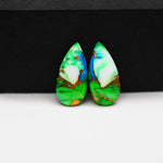 Peacock Dahlia composite pair 20x10x3mm 11.5ct pear cabochon - photo 4