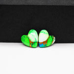 Peacock Dahlia composite pair 12x12x3mm 8ct heart cabochon - photo 4