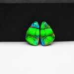 Peacock Dahlia composite pair 16x10x3mm 10ct freeform cabochon - photo 4