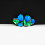 Peacock Dahlia composite pair 12x12x3mm 8ct heart cabochon - photo 4