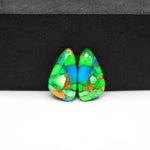 Peacock Dahlia composite pair 17x10x3mm 11ct freeform cabochon - photo 4