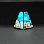 Kingman Ice Blue Dahlia Trapezoid Cabochon Pair 19x10x3mm 11.5ct - icy blue and white stone with copper veining - Pedra Gems