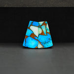 Kingman Ice Blue Dahlia Composite Trapezoid Cabochon Pair 19x11x3mm 12.5ct - icy blue and white stone with copper veining - Pedra Gems