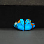 Kingman Ice Blue Dahlia Composite Heart Cabochon Pair 14x13x3mm 10ct - icy blue and white stone with copper veining - Pedra Gems