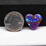 Stabilized Purple Mohave (Mojave) Turquoise Heart Cabochon 19x19x3mm 11.5ct - purple with blue Kingman turquoise nuggets and bronze veining - Pedra Gems.