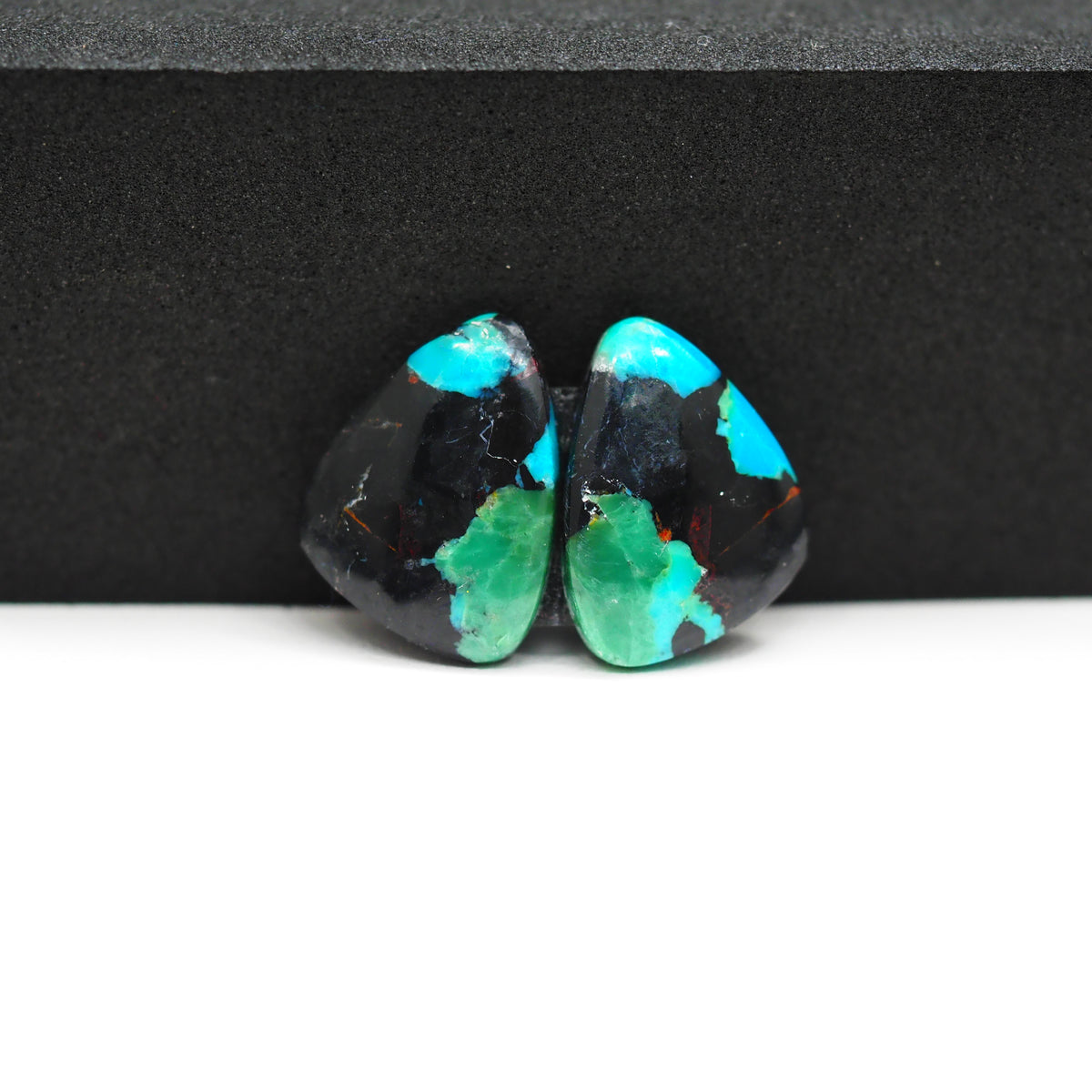 Mohave Buffalo composite pair 17x13x3mm 11ct freeform cabochon Kingman - photo 4