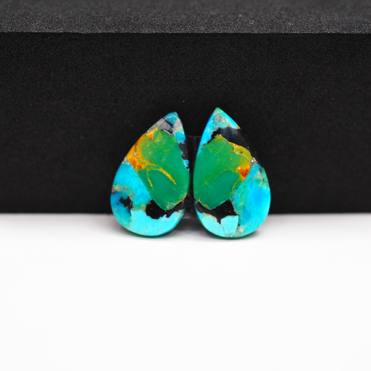 Mohave Buffalo composite pair 19x11x3mm 10.5ct pear cabochon Kingman - photo 3