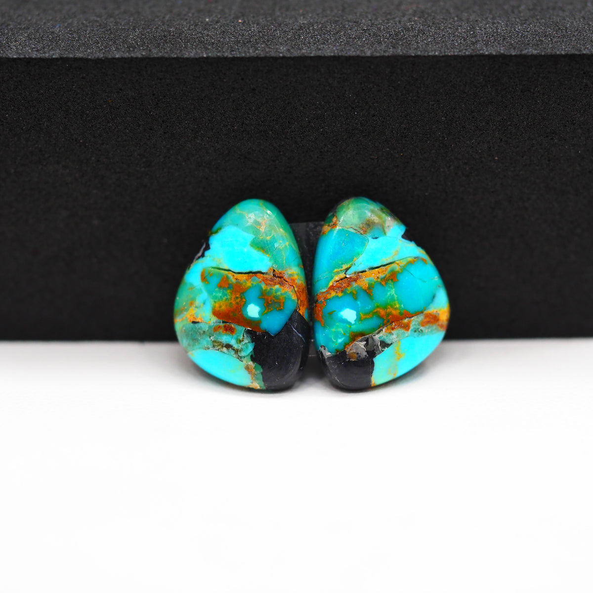Mohave Buffalo composite pair 17x13x3mm 11ct freeform cabochon Kingman - photo 2