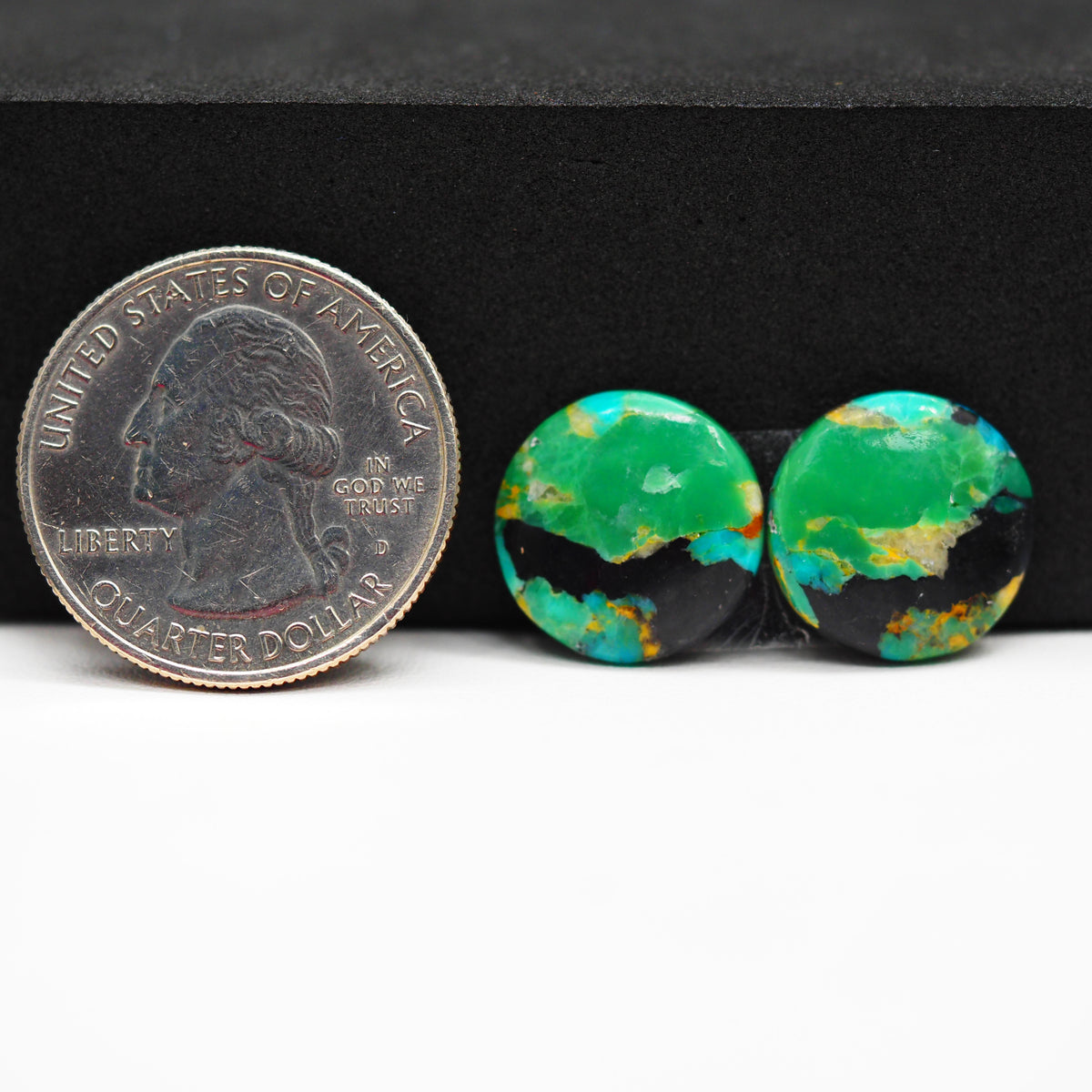 Mohave Buffalo composite pair 14x14x3mm 10ct round cabochon Kingman - photo 1