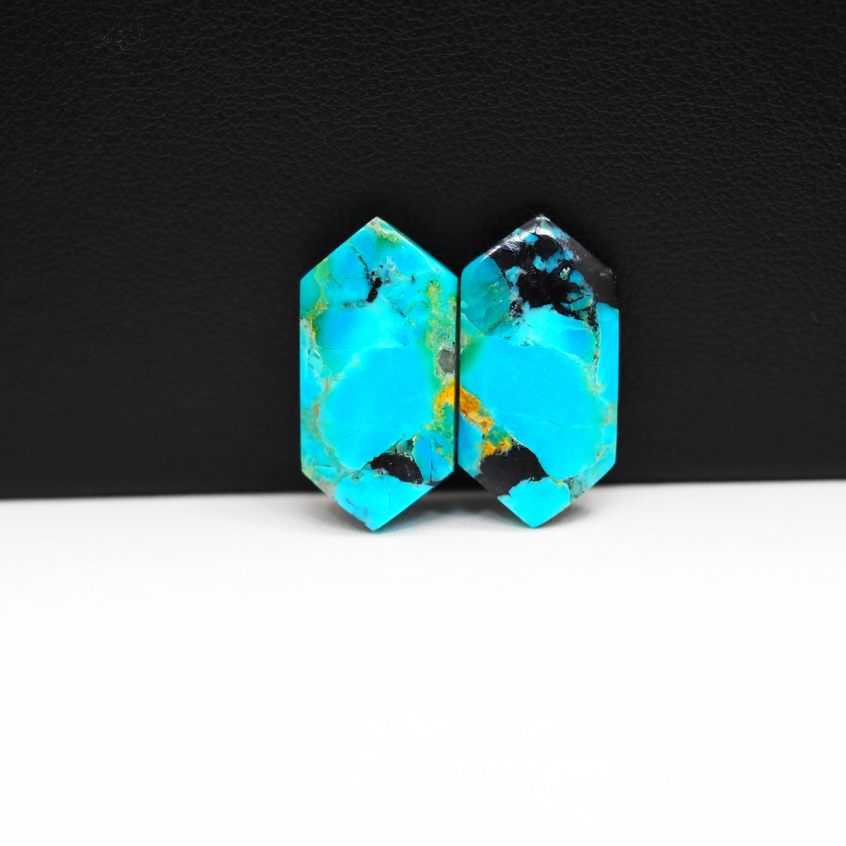 Mohave Buffalo composite pair 21x12x3mm 11.5ct hexagon cabochon Kingman - photo 4