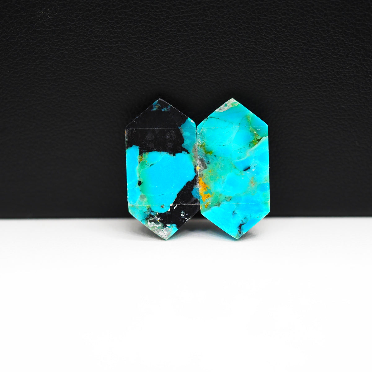 Mohave Buffalo composite pair 21x12x3mm 11.5ct hexagon cabochon Kingman - photo 3