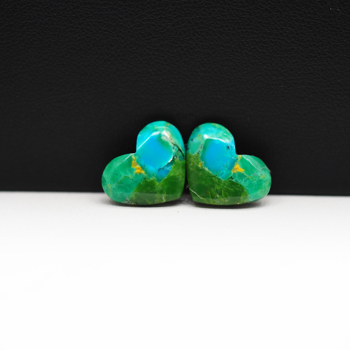Mohave Buffalo composite pair 12x14x3mm 8ct heart cabochon Kingman - photo 4