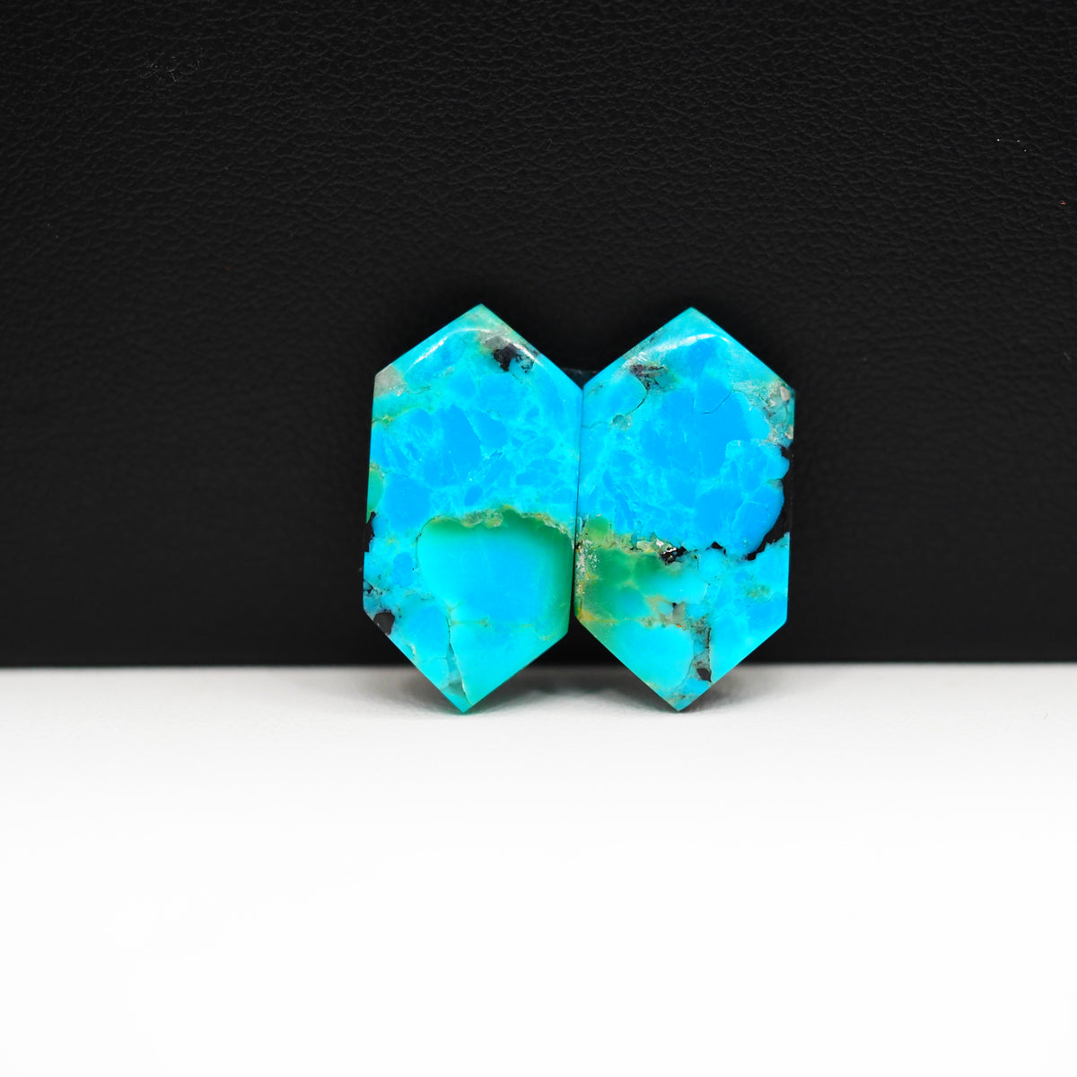Mohave Buffalo composite pair 21x11x3mm 11.5ct hexagon cabochon Kingman - photo 4