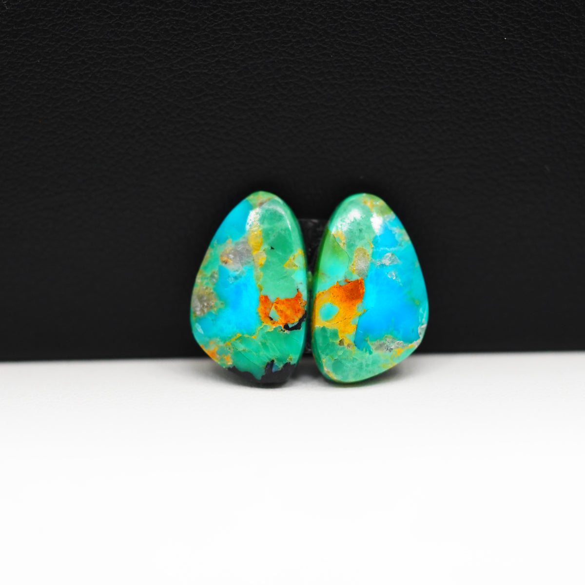 Mohave Buffalo composite pair 17x10x3mm 9ct freeform cabochon Kingman - photo 4