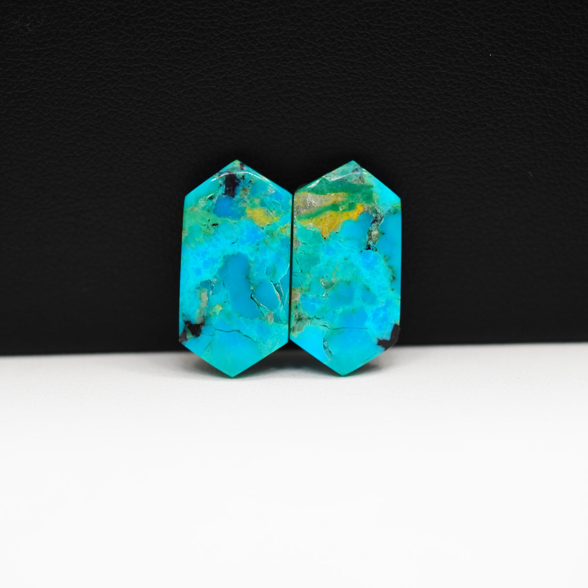 Mohave Buffalo composite pair 20x10x3mm 10.5ct hexagon cabochon Kingman - photo 4