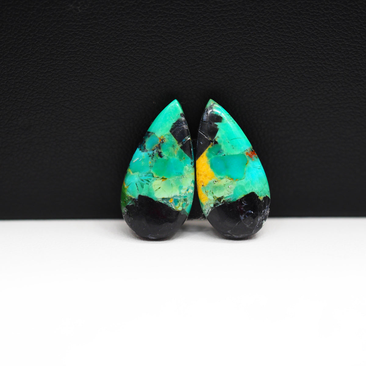 Mohave Buffalo composite pair 21x10x3mm 10.5ct pear cabochon Kingman - photo 4